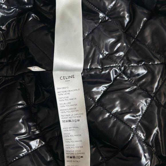 Celine Black & White Hood Logo Wool Jacket - Picture 5 of 6